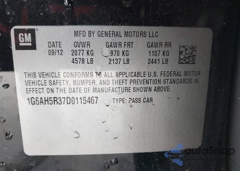 2013 Cadillac Ats Luxury z USA, uszkodzony, nr VIN 1G6AH5R37D0115467